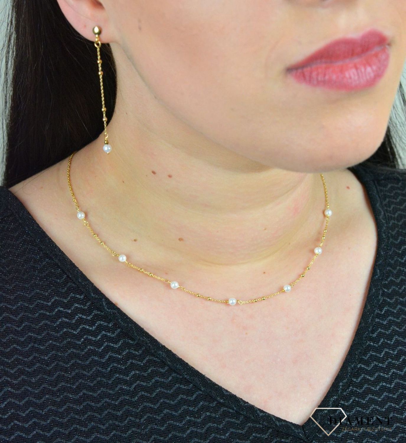 Naszyjnik srebro pozłacane perła majorka DIA-NSZ-4887-925.jpg