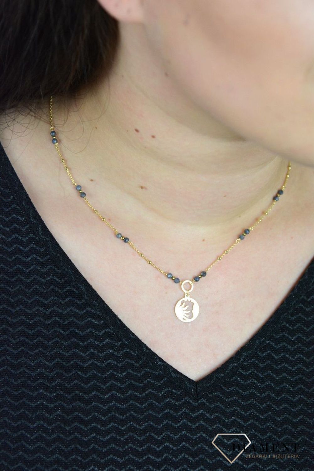 Naszyjnik 'Słońce z księżycem'  szafir DIA-NSZ-4904-925.jpg