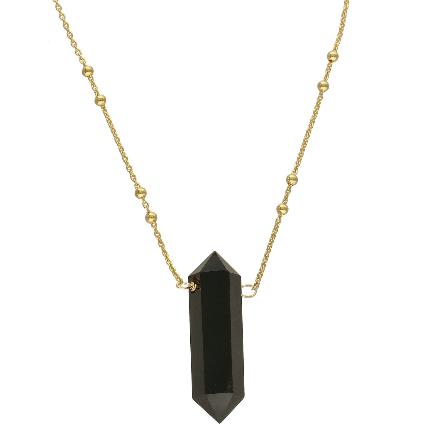 Srebrny naszyjnik pozłacany modowy z onyksem DIA-NSZ-4921-925.jpg