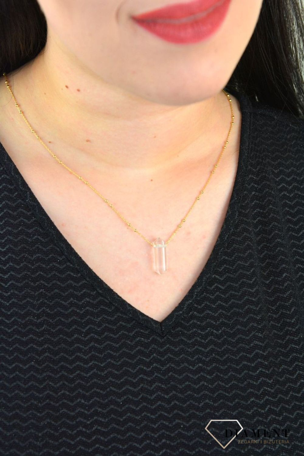 Łańcuszek z polerowanym kamieniem 925 kryształ górski.jpg