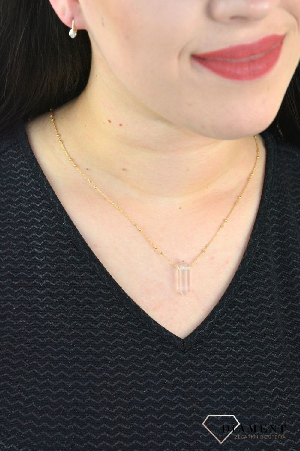 Łańcuszek z polerowanym kamieniem 925 kryształ górski.jpg