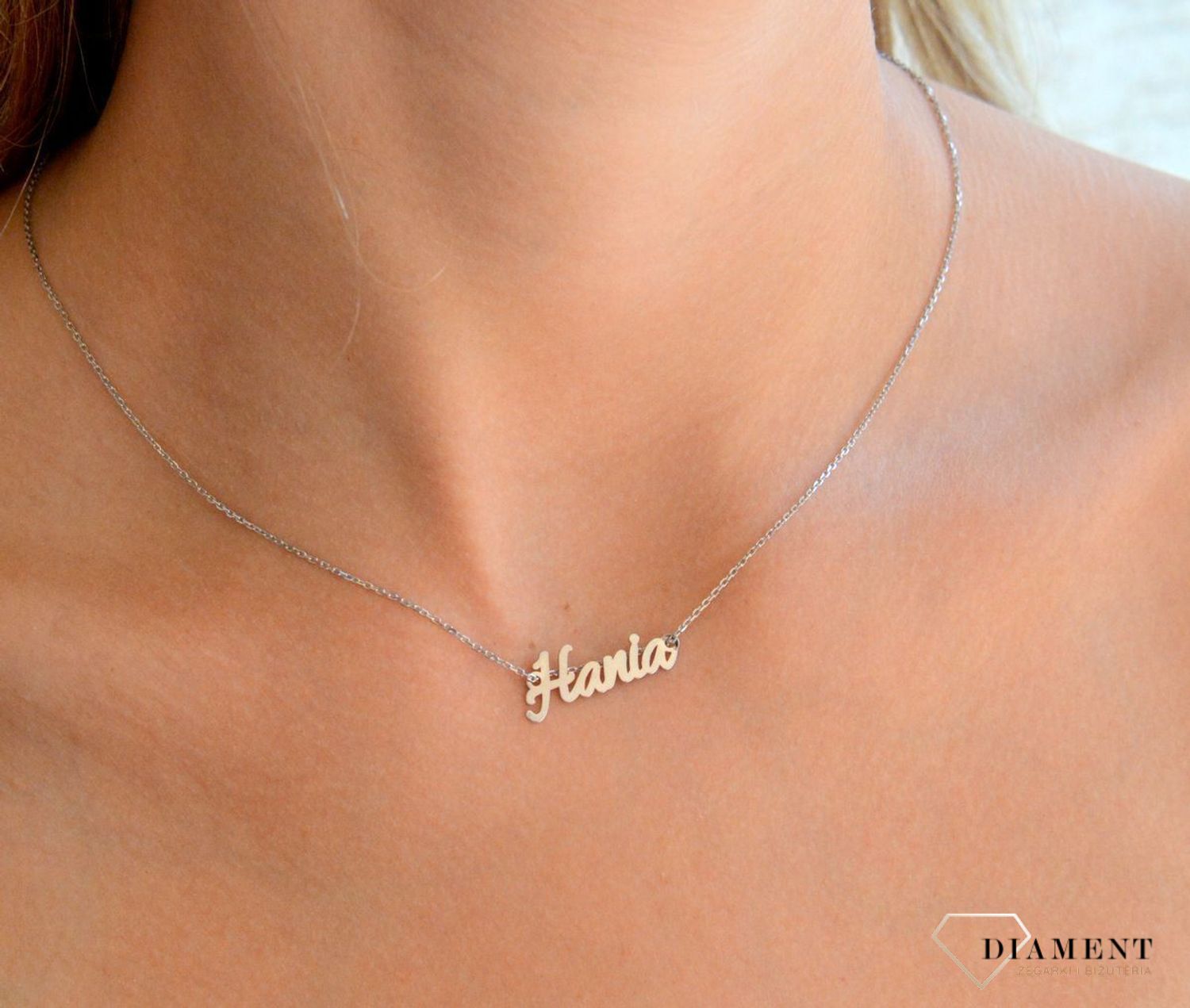 Srebrny naszyjnik damski 925  Imię Hania  DIA-NSZ-4928HANIA-R-925  Srebrny naszyjnik celebrytka z imieniem. Prezent na imieniny dla kobiety. Prezent dla Hania. Srebro próba 925. N.jpg