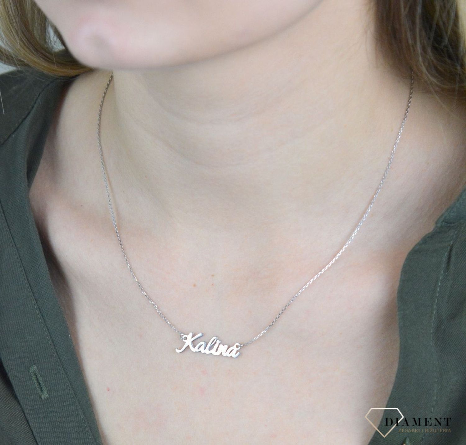 Naszyjnik srebrny celebrytka z imieniem Kalina  DIA-NSZ-4928KALINA-925. Subtelny i nowoczesny naszyjnik ze srebra próby 925. Piękny naszyjnik ze srebra z imieniem Kalina. Jest to doskonały upominek dla kobiety, która nosi właś.jpg