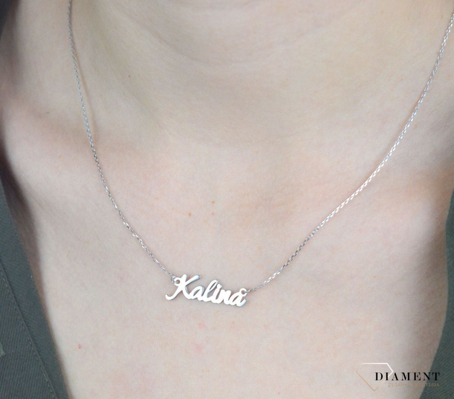 Naszyjnik srebrny celebrytka z imieniem Kalina  DIA-NSZ-4928KALINA-925. Subtelny i nowoczesny naszyjnik ze srebra próby 925. Piękny naszyjnik ze srebra z imieniem Kalina. Jest to doskonały upominek dla kobiety, która nosi właś.jpg