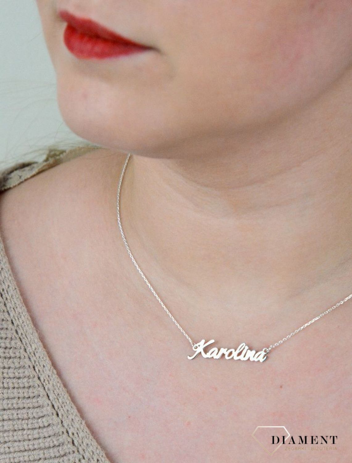 Srebrny naszyjnik celebrytka z imieniem Karolina DIA-NSZ-4928KAROLINA-925.jpg