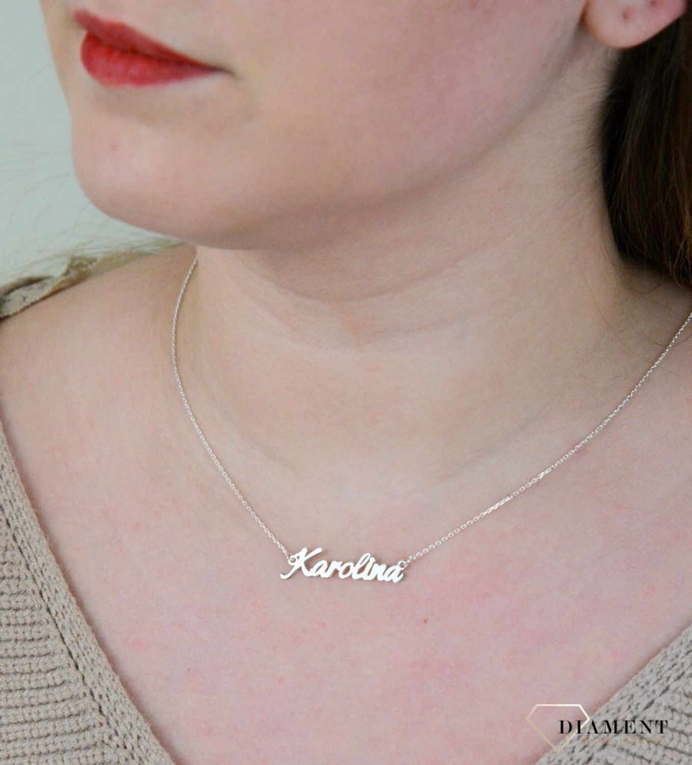 Srebrny naszyjnik celebrytka z imieniem Karolina DIA-NSZ-4928KAROLINA-925.jpg