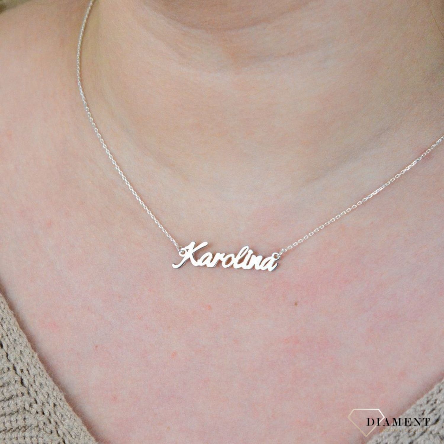Srebrny naszyjnik celebrytka z imieniem Karolina DIA-NSZ-4928KAROLINA-925.jpg