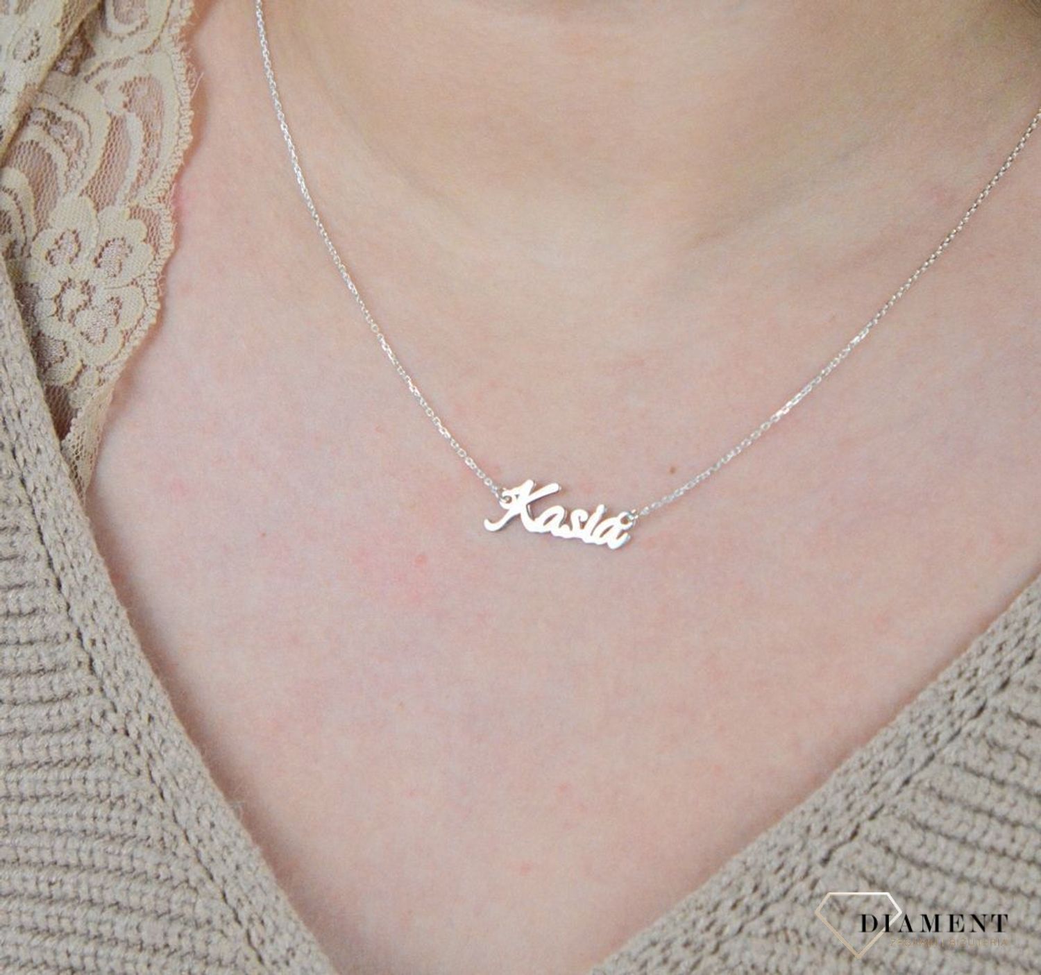 Srebrny naszyjnik celebrytka z imieniem Kasia DIA-NSZ-4928KASIA-925.jpg