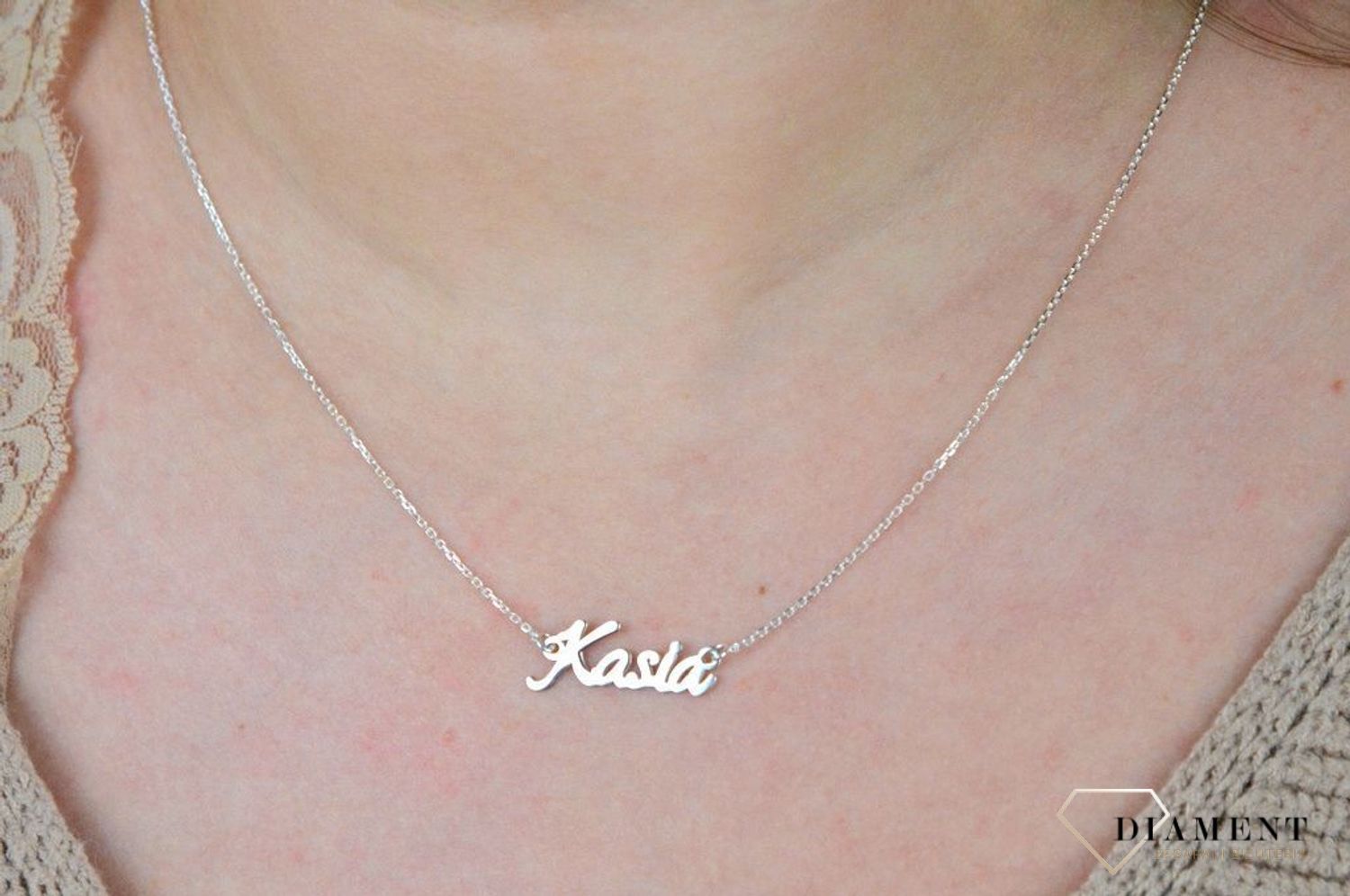 Srebrny naszyjnik celebrytka z imieniem Kasia DIA-NSZ-4928KASIA-925.jpg