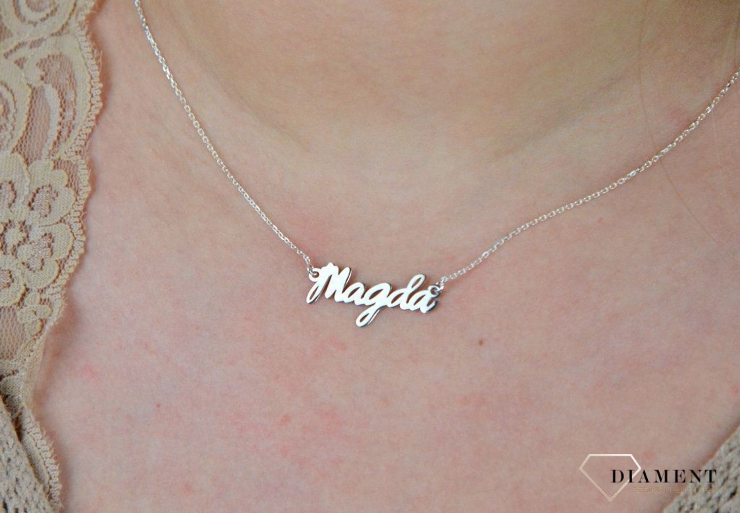 Srebrny naszyjnik celebrytka z imieniem Magda DIA-NSZ-4928MAGDA-925.jpg