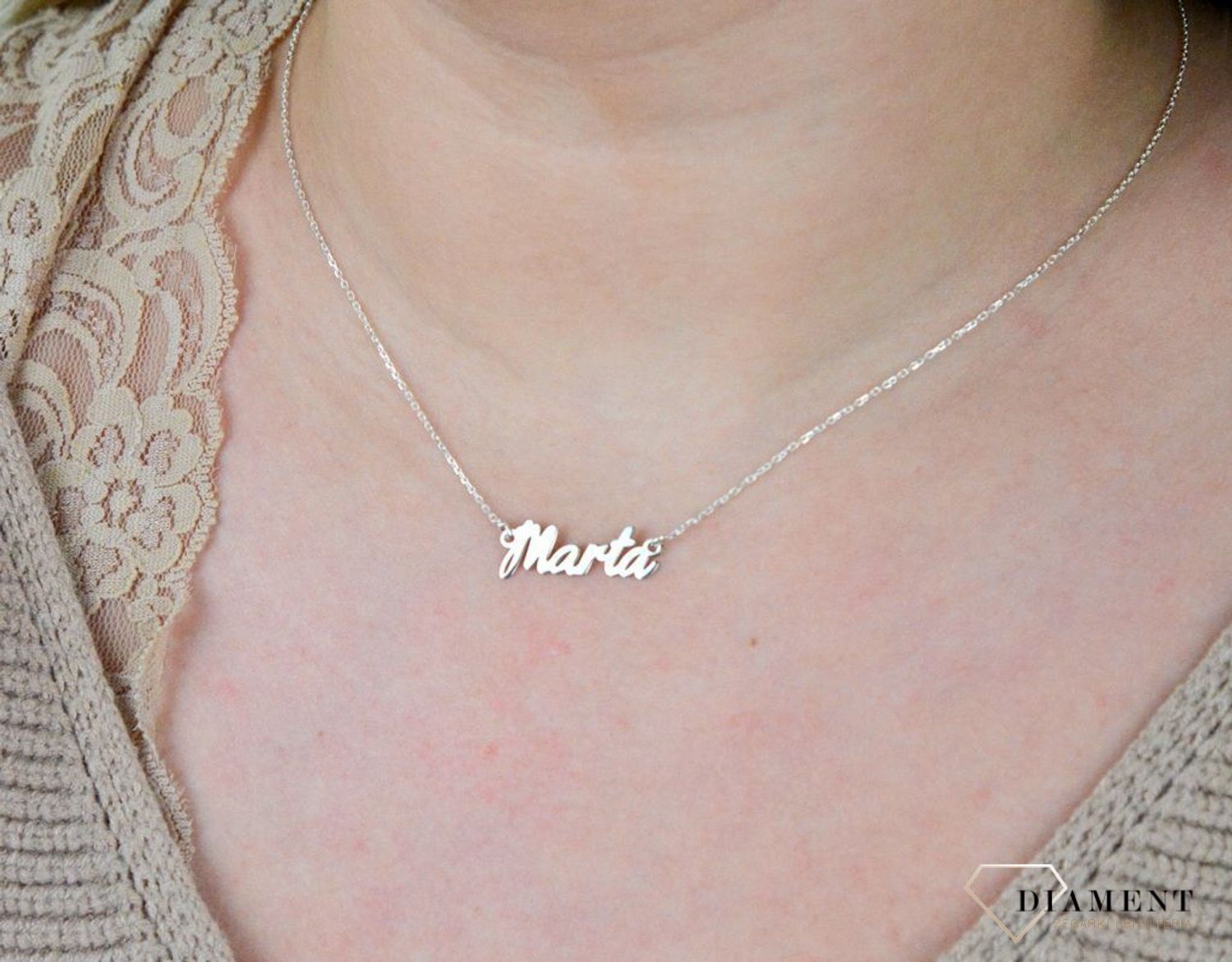 Srebrny naszyjnik celebrytka z imieniem Marta DIA-NSZ-4928MARTA-925.jpg