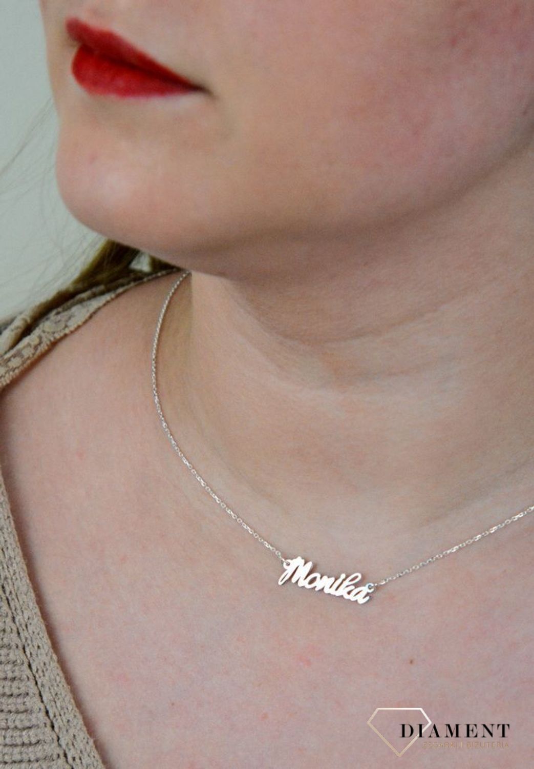 Srebrny naszyjnik celebrytka z imieniem Monika DIA-NSZ-4928MONIKA-925.jpg