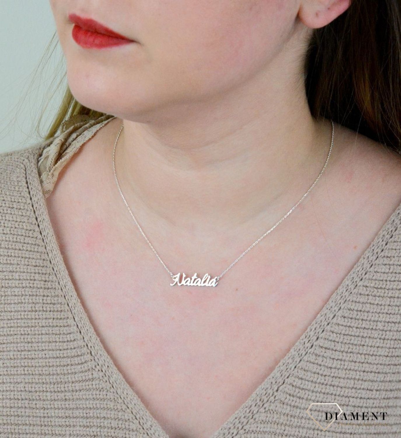 Srebrny naszyjnik celebrytka z imieniem Natalia DIA-NSZ-4928NATALIA-925.jpg