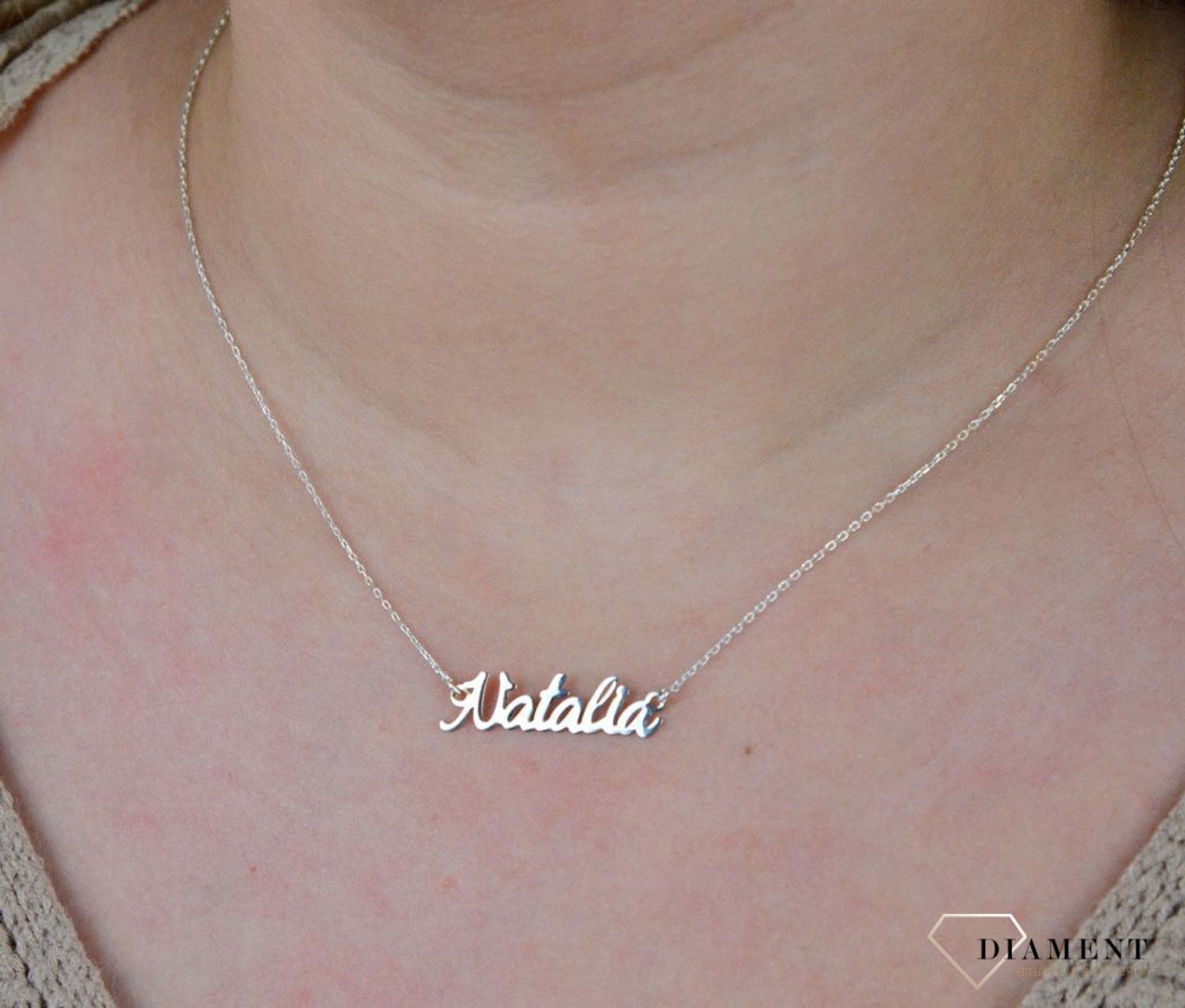 Srebrny naszyjnik celebrytka z imieniem Natalia DIA-NSZ-4928NATALIA-925.jpg