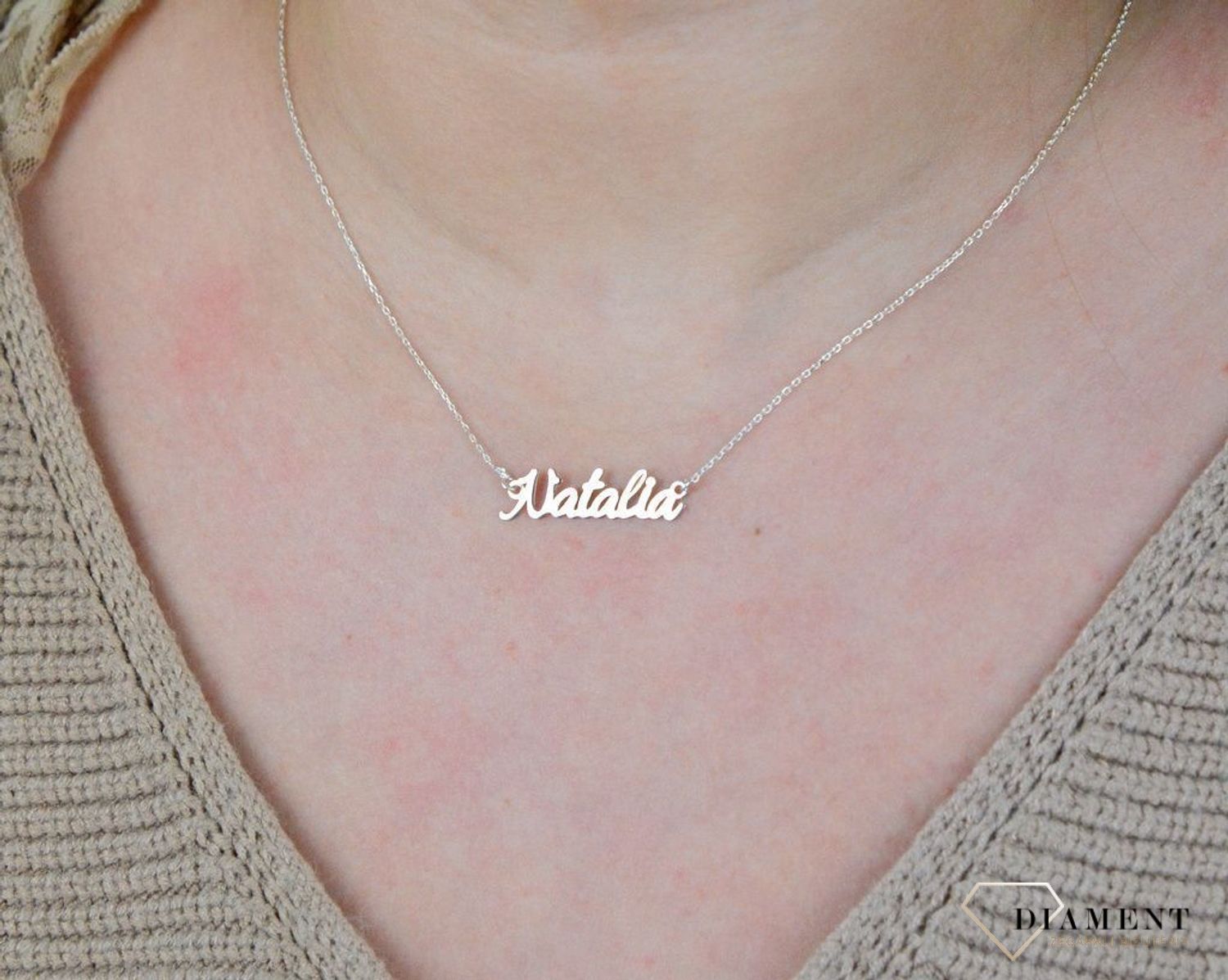 Srebrny naszyjnik celebrytka z imieniem Natalia DIA-NSZ-4928NATALIA-925.jpg