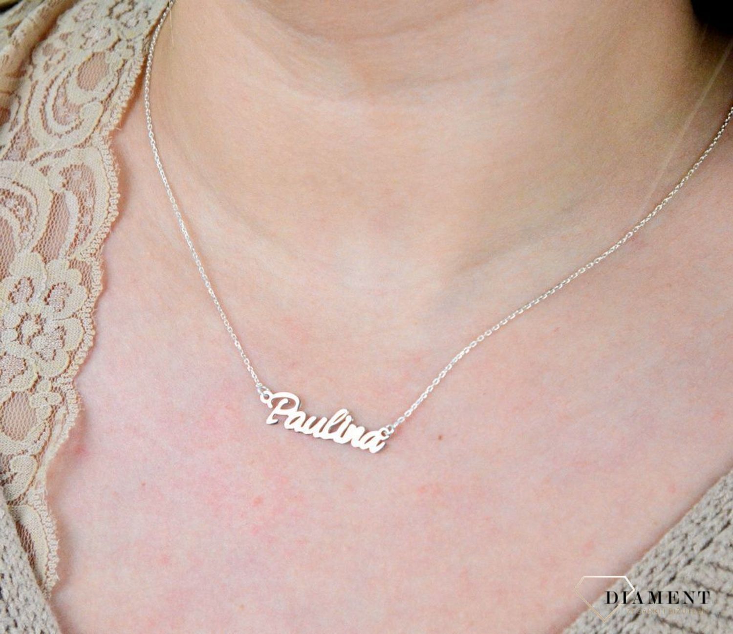 Srebrny naszyjnik celebrytka z imieniem Paulina DIA-NSZ-4928PAULINA-925.jpg
