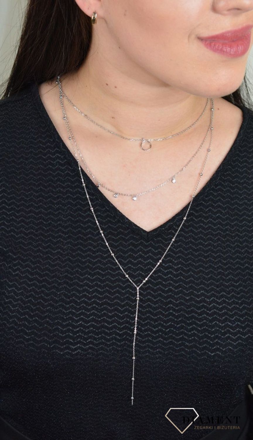 Srebrny naszyjnik trzy łańcuszki 'Potrójny łańcuszek z kuleczkami' DIA-NSZ-APARTI5-925.jpg