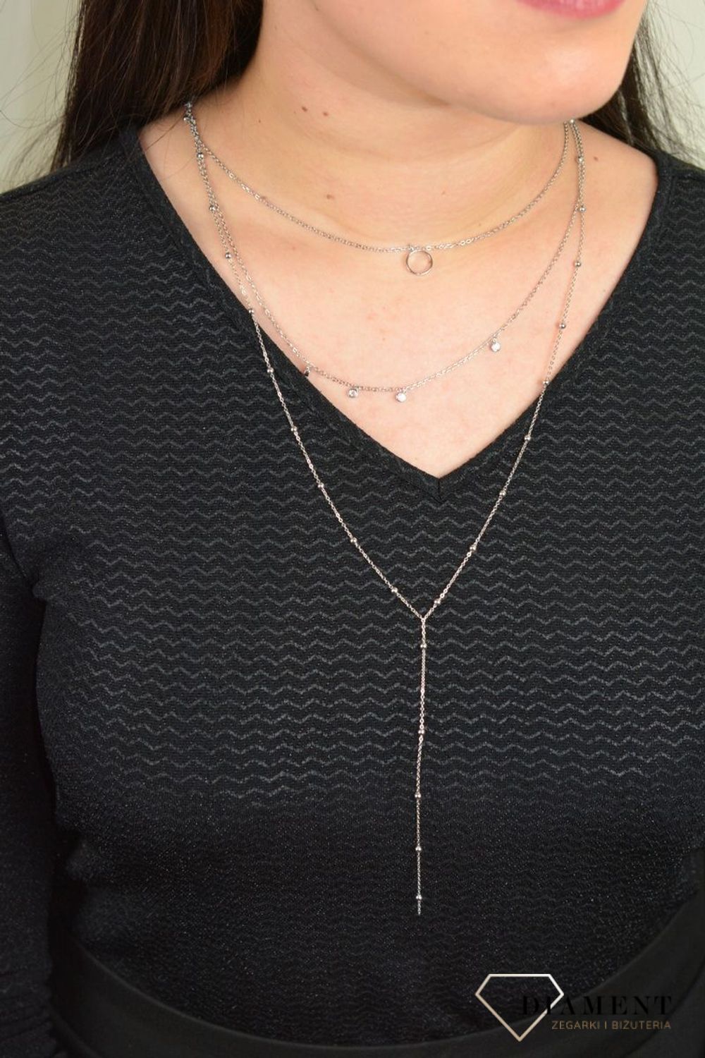 Srebrny naszyjnik trzy łańcuszki 'Potrójny łańcuszek z kuleczkami' DIA-NSZ-APARTI5-925.jpg