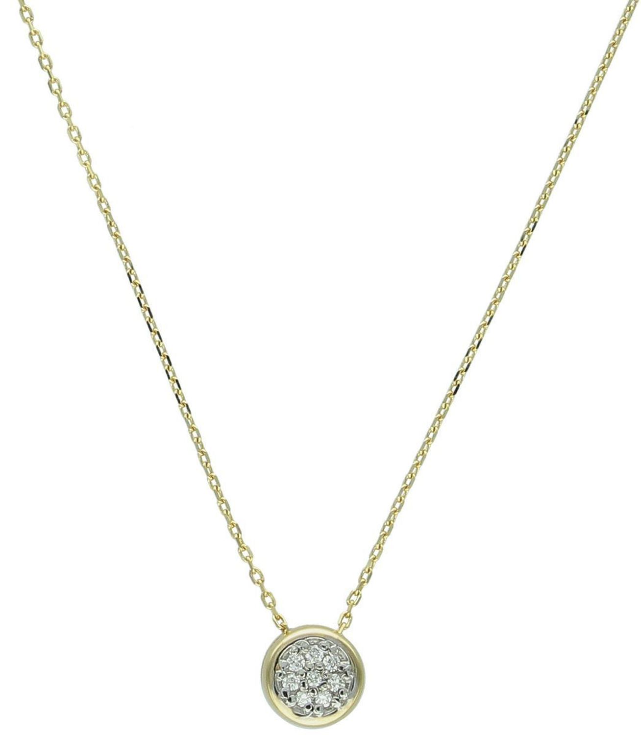 Delikatny naszyjnik damski ze złota próby 585 z 8 diamentami o łącznej masie 0,32 ct, barwie H i czystości SI2. Długość 42 cm z przedłużką 3 cm. Waga 1,39 g.2.jpg