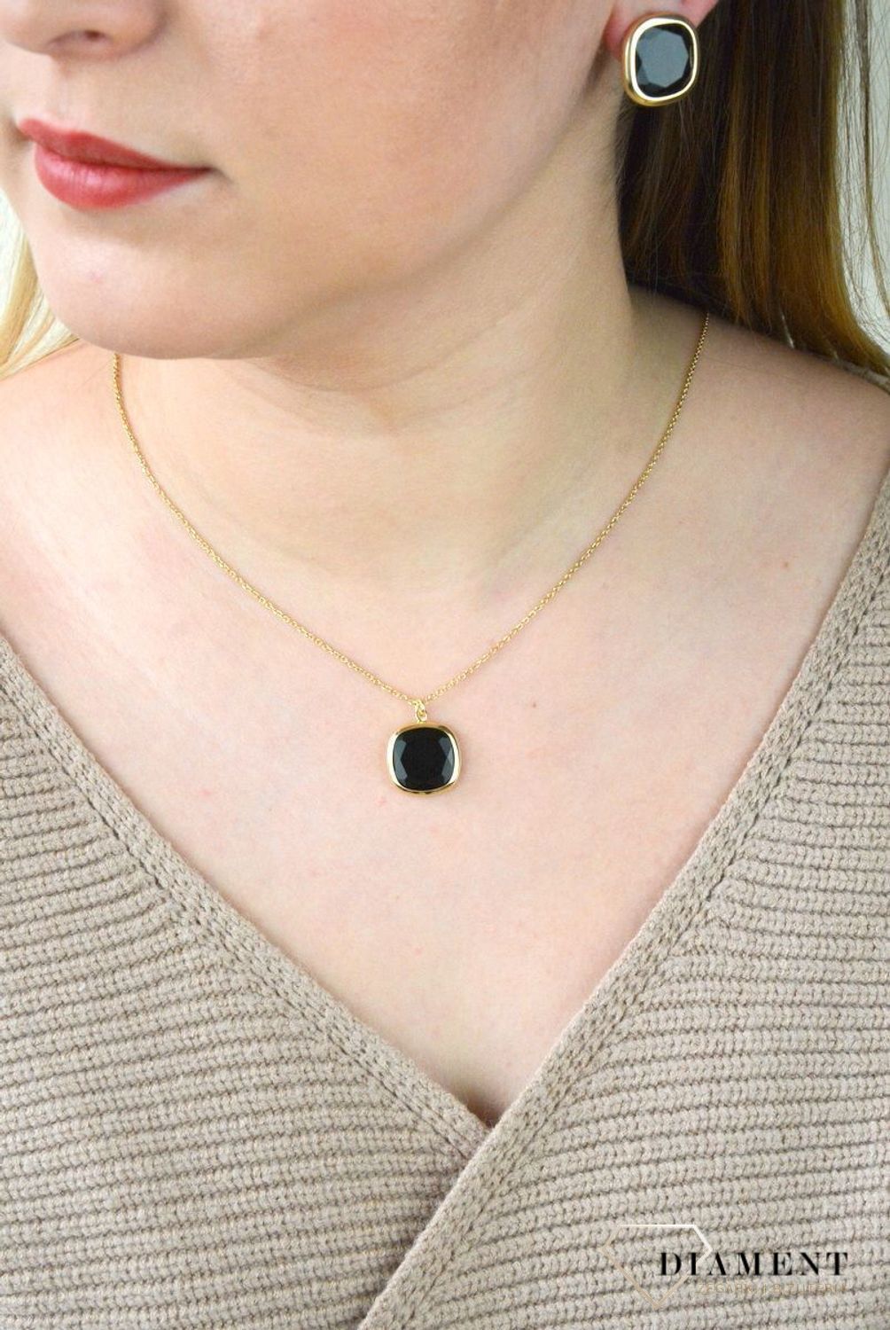 Pozłacany Naszyjnik Dall'acqua Sublime Onyks 925 DIAMENT DIA-NSZ-5537-925.jpg