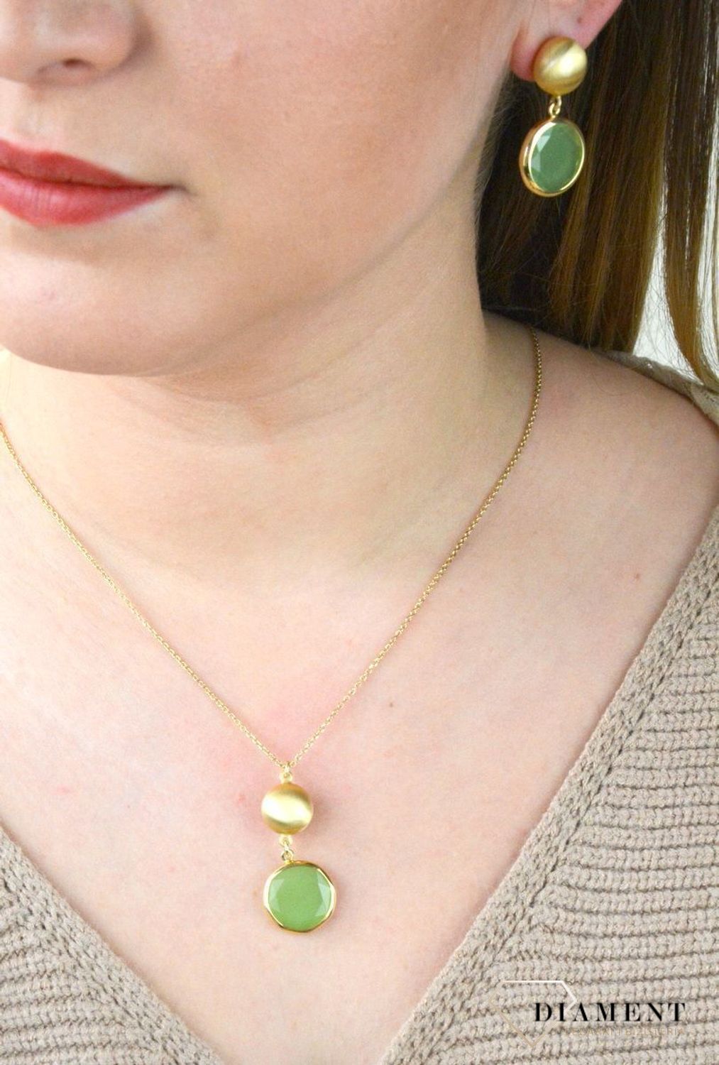 Pozłacany Naszyjnik Dall'acqua Sublime Oliwin 925 DIAMENT DIA-NSZ-5539-925.jpg