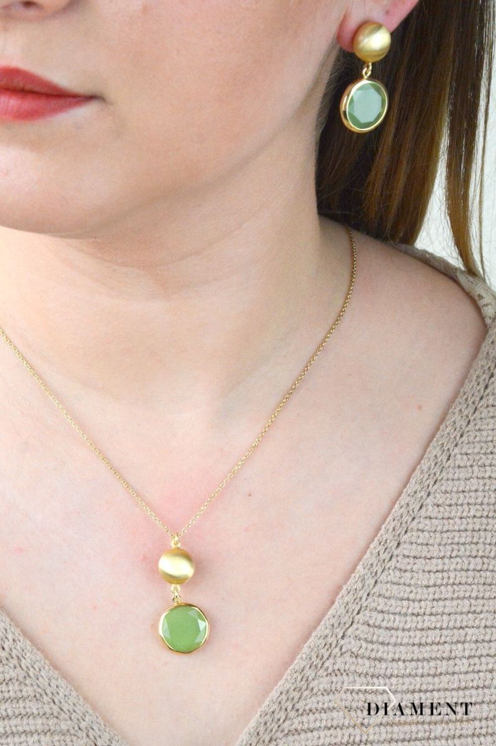 Pozłacany Naszyjnik Dall'acqua Sublime Oliwin 925 DIAMENT DIA-NSZ-5539-925.jpg