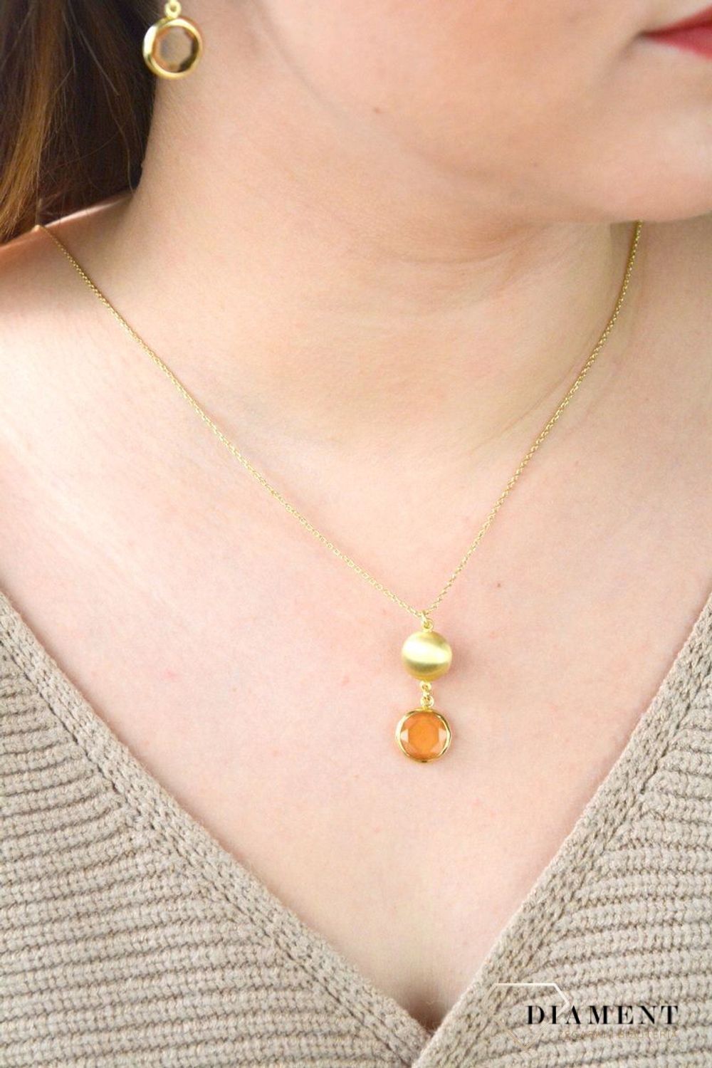 Pozłacany Naszyjnik Dall'acqua Sublime Cytryn 925 DIAMENT DIA-NSZ-5541-925.jpg
