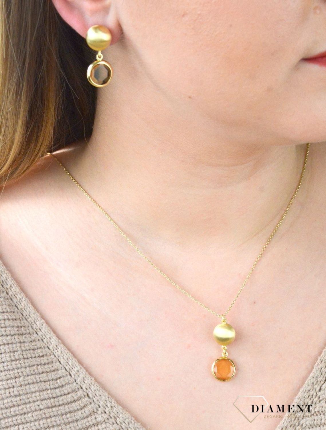 Pozłacany Naszyjnik Dall'acqua Sublime Cytryn 925 DIAMENT DIA-NSZ-5541-925.jpg