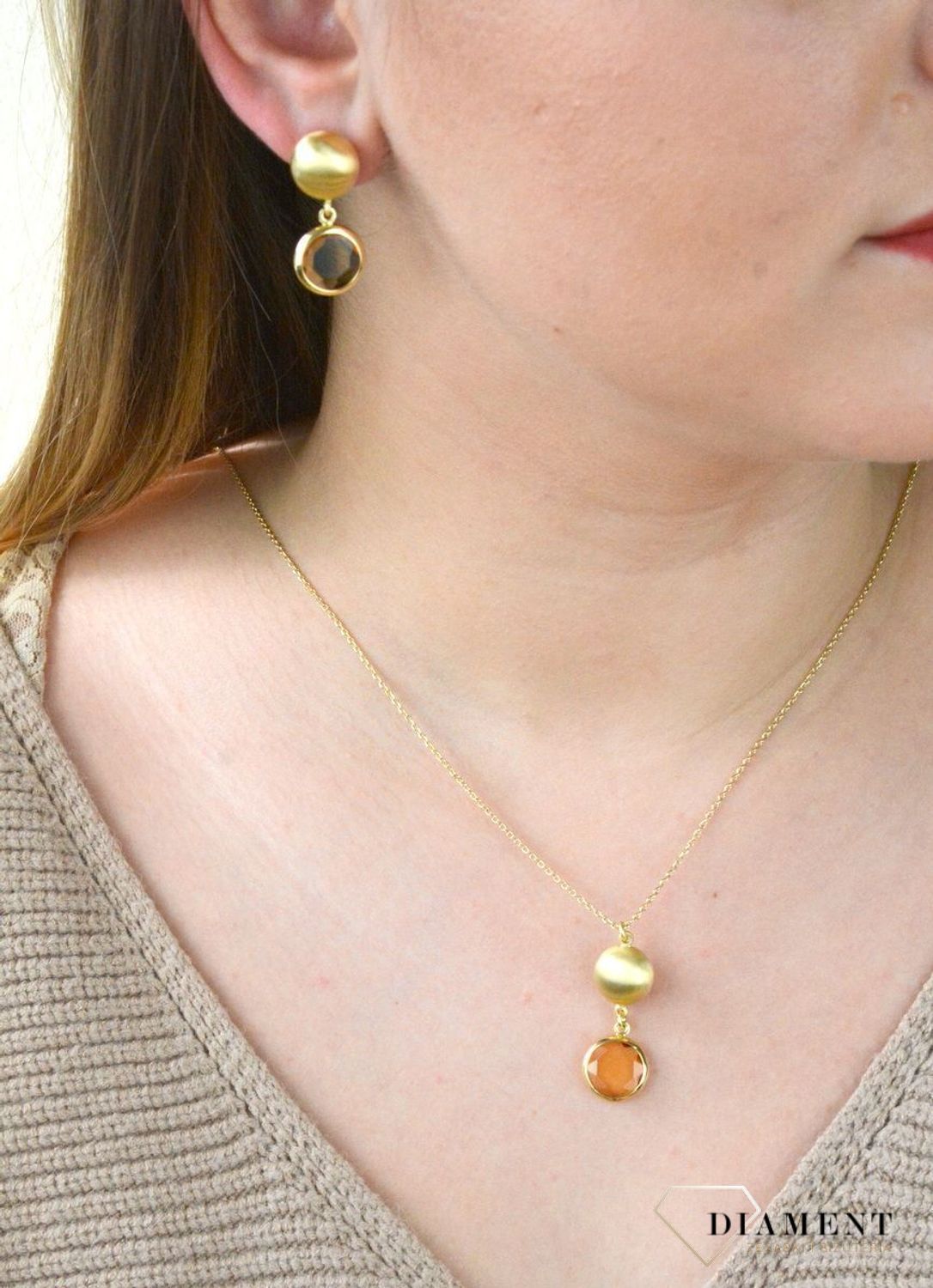 Pozłacany Naszyjnik Dall'acqua Sublime Cytryn 925 DIAMENT DIA-NSZ-5541-925.jpg