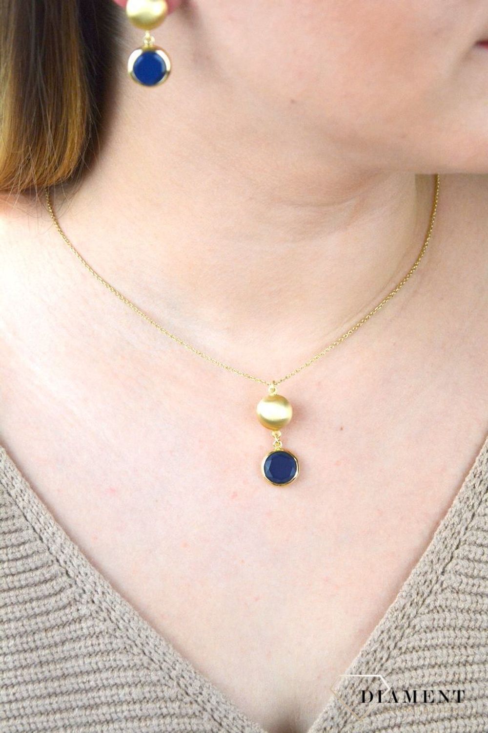 Pozłacany Naszyjnik Dall'acqua Sublime Szafir 925 DIAMENT DIA-NSZ-5542-925.jpg