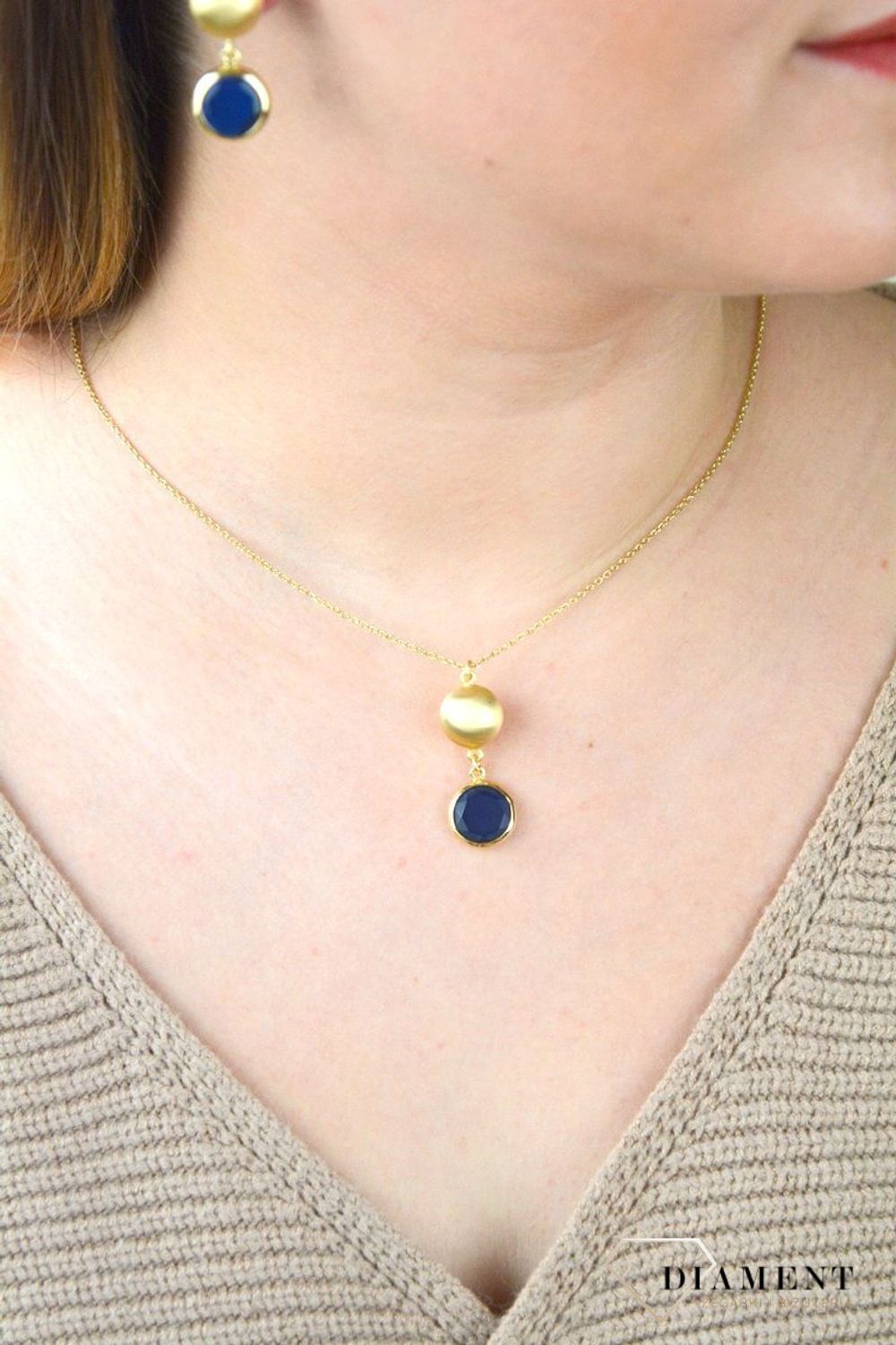 Pozłacany Naszyjnik Dall'acqua Sublime Szafir 925 DIAMENT DIA-NSZ-5542-925.jpg