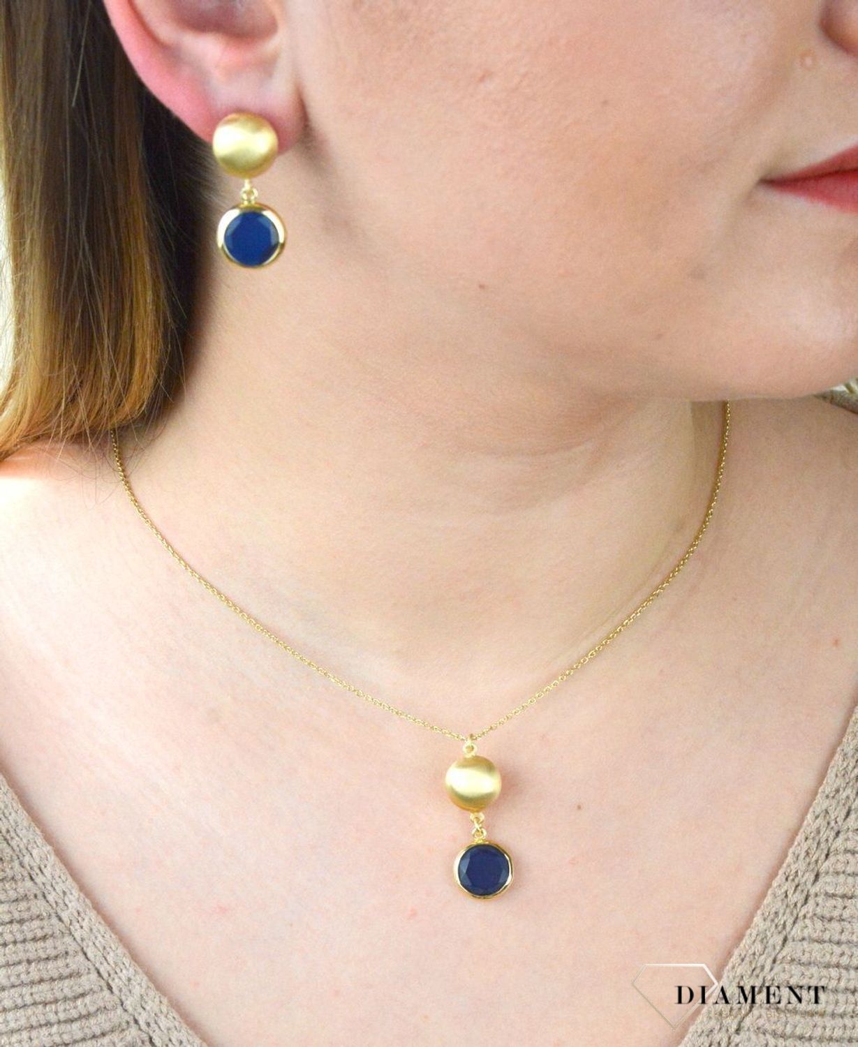 Pozłacany Naszyjnik Dall'acqua Sublime Szafir 925 DIAMENT DIA-NSZ-5542-925.jpg