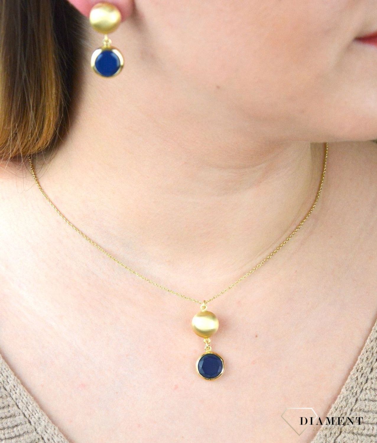 Pozłacany Naszyjnik Dall'acqua Sublime Szafir 925 DIAMENT DIA-NSZ-5542-925.jpg
