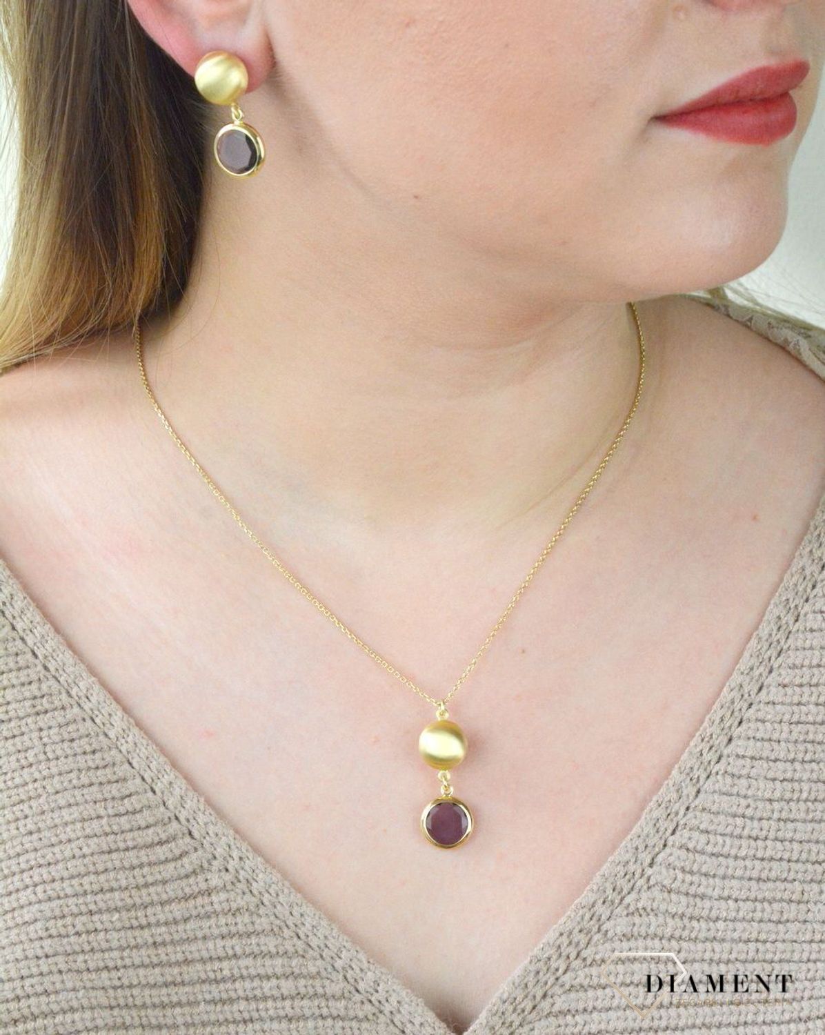 Pozłacany Naszyjnik Dall'acqua Sublime Ametyst 925 DIAMENT DIA-NSZ-5544-925.jpg