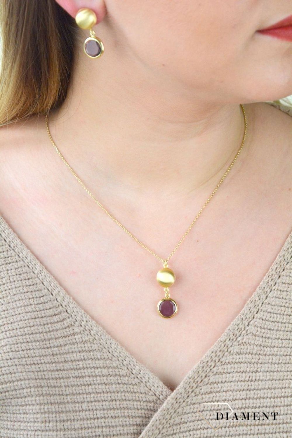 Pozłacany Naszyjnik Dall'acqua Sublime Ametyst 925 DIAMENT DIA-NSZ-5544-925.jpg