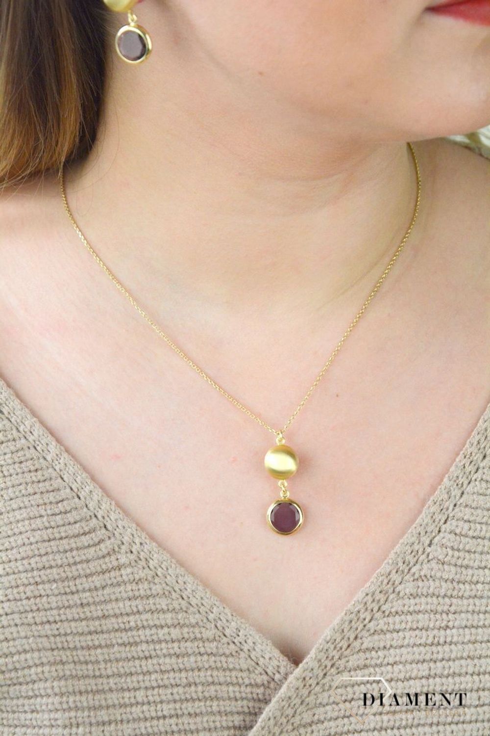 Pozłacany Naszyjnik Dall'acqua Sublime Ametyst 925 DIAMENT DIA-NSZ-5544-925.jpg