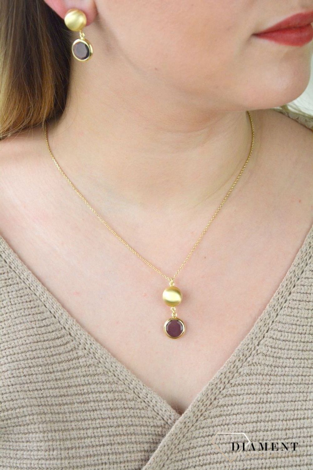 Pozłacany Naszyjnik Dall'acqua Sublime Ametyst 925 DIAMENT DIA-NSZ-5544-925.jpg