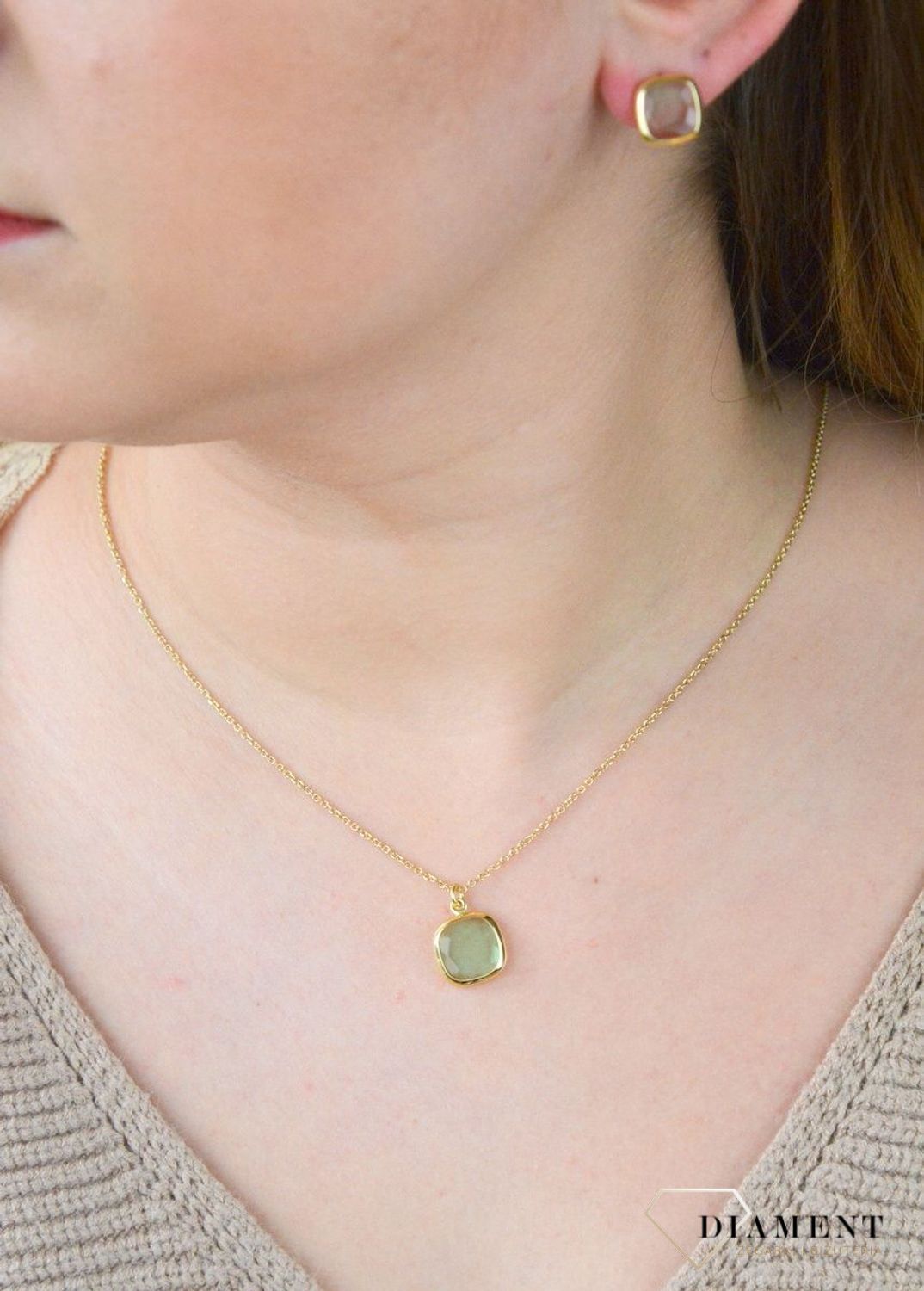 Pozłacany Naszyjnik Dall'acqua Sublime Zielony Ametyst 925 DIAMENT DIA-NSZ-5546-925.jpg