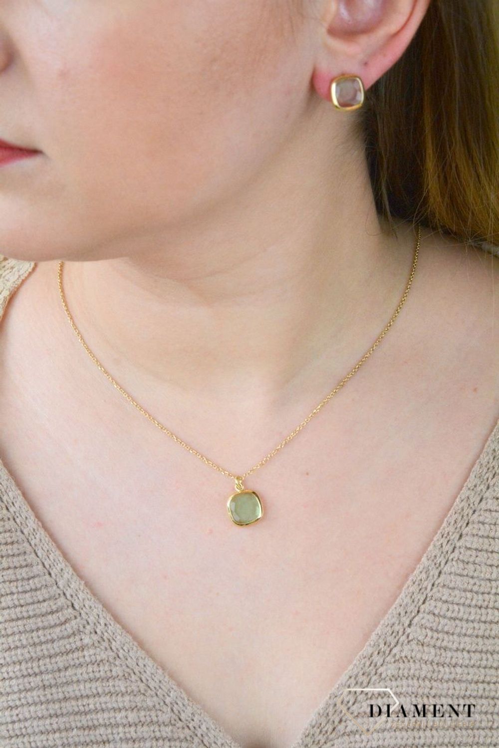 Pozłacany Naszyjnik Dall'acqua Sublime Zielony Ametyst 925 DIAMENT DIA-NSZ-5546-925.jpg