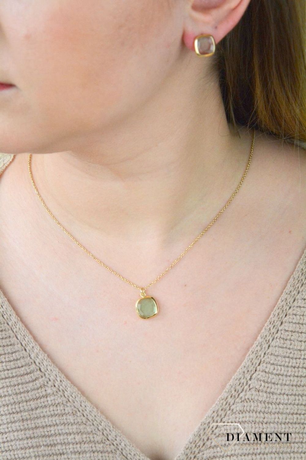 Pozłacany Naszyjnik Dall'acqua Sublime Zielony Ametyst 925 DIAMENT DIA-NSZ-5546-925.jpg