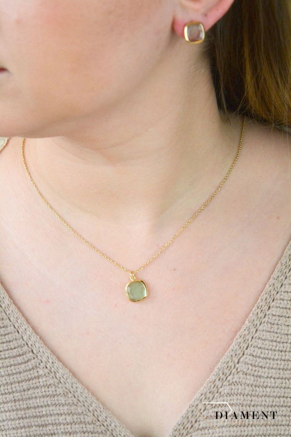 Pozłacany Naszyjnik Dall'acqua Sublime Zielony Ametyst 925 DIAMENT DIA-NSZ-5546-925.jpg