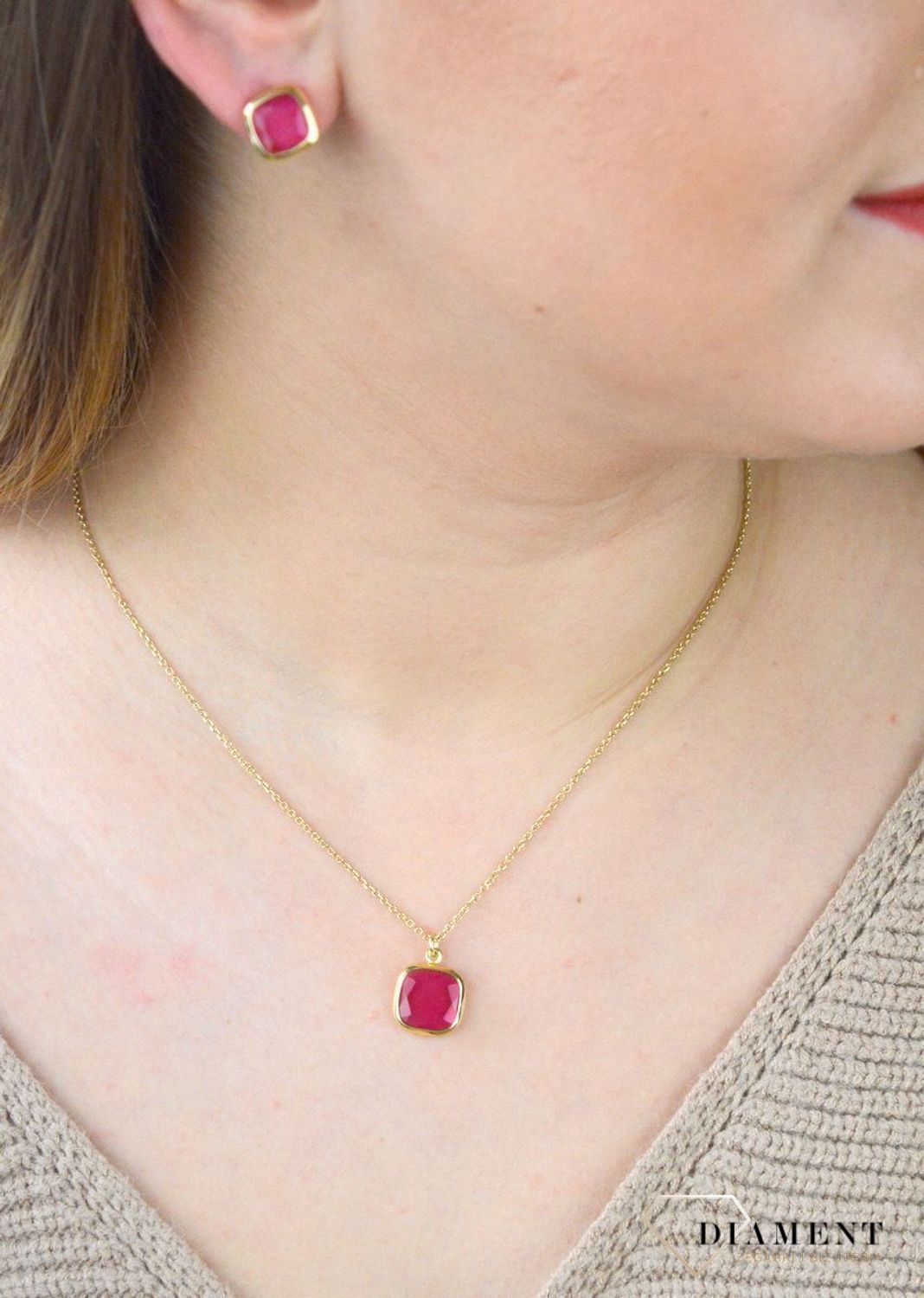 Pozłacany Naszyjnik Dall'acqua Sublime Rubin 925 DIAMENT DIA-NSZ-5547-925.jpg