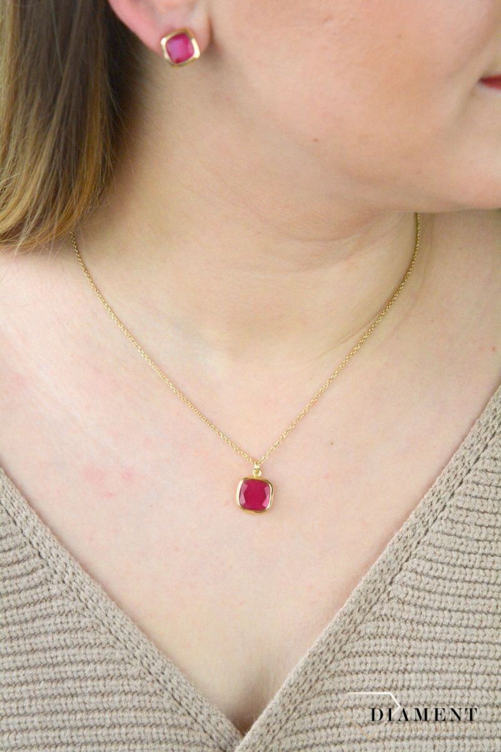 Pozłacany Naszyjnik Dall'acqua Sublime Rubin 925 DIAMENT DIA-NSZ-5547-925.jpg