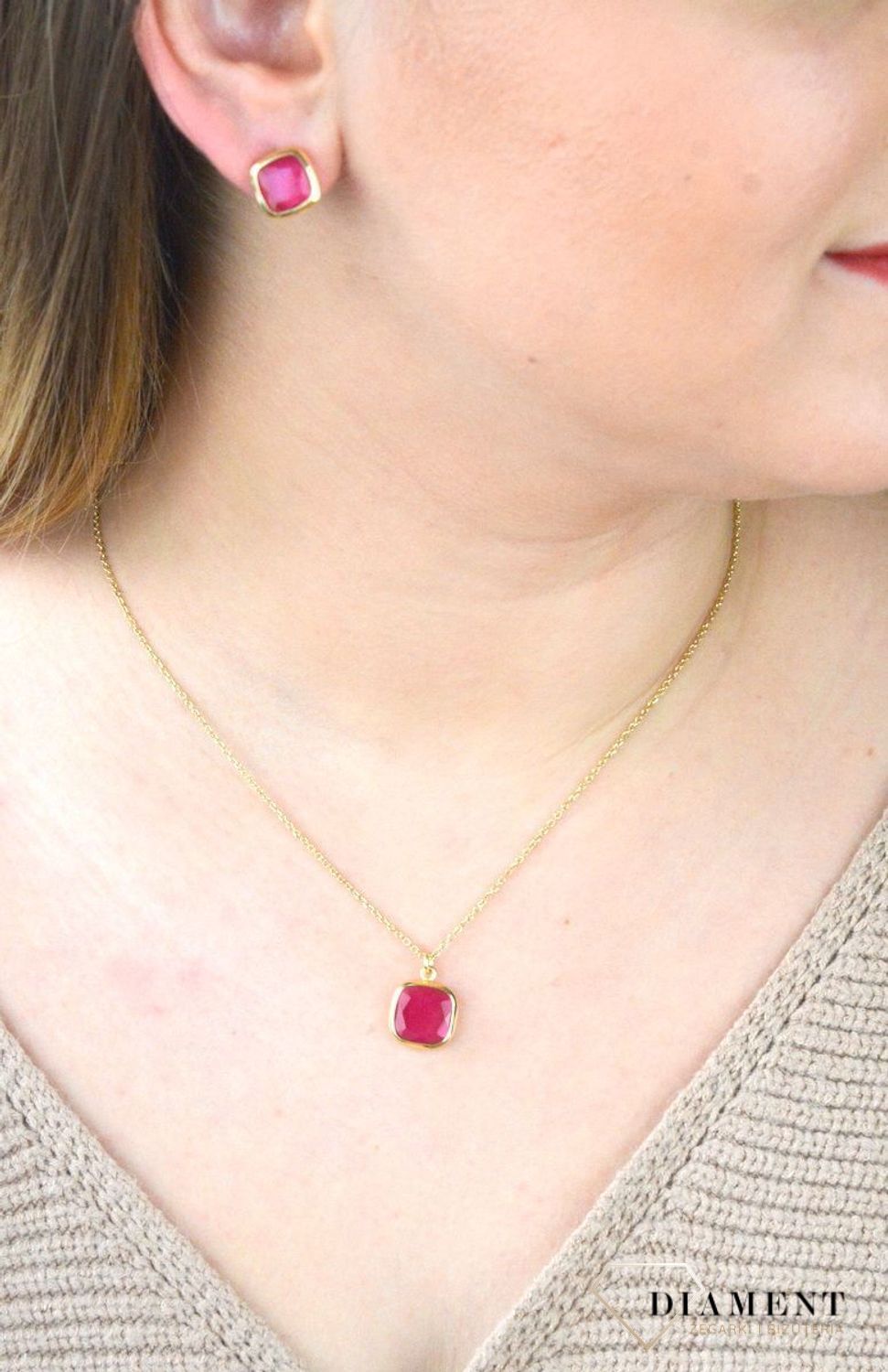 Pozłacany Naszyjnik Dall'acqua Sublime Rubin 925 DIAMENT DIA-NSZ-5547-925.jpg