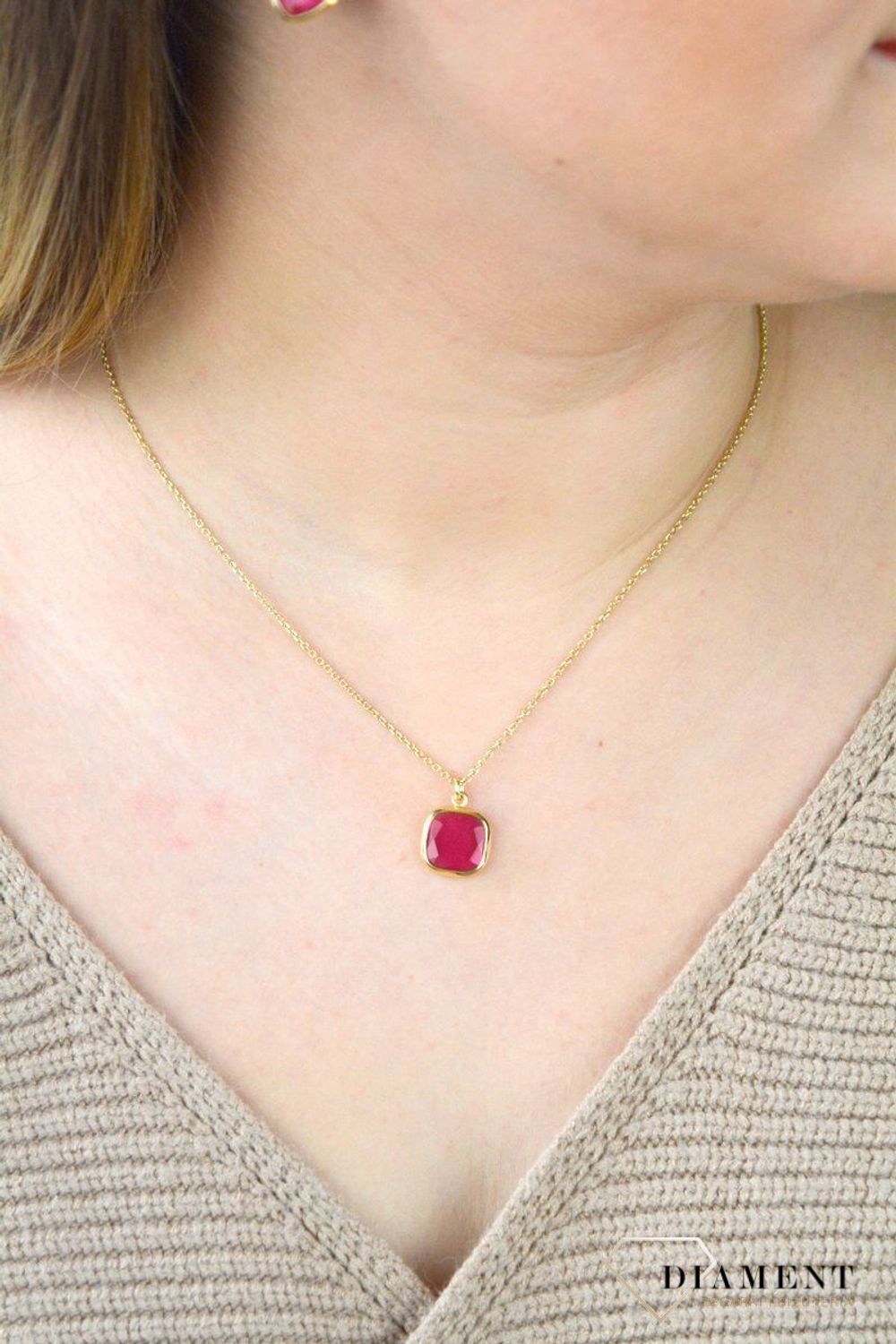 Pozłacany Naszyjnik Dall'acqua Sublime Rubin 925 DIAMENT DIA-NSZ-5547-925.jpg