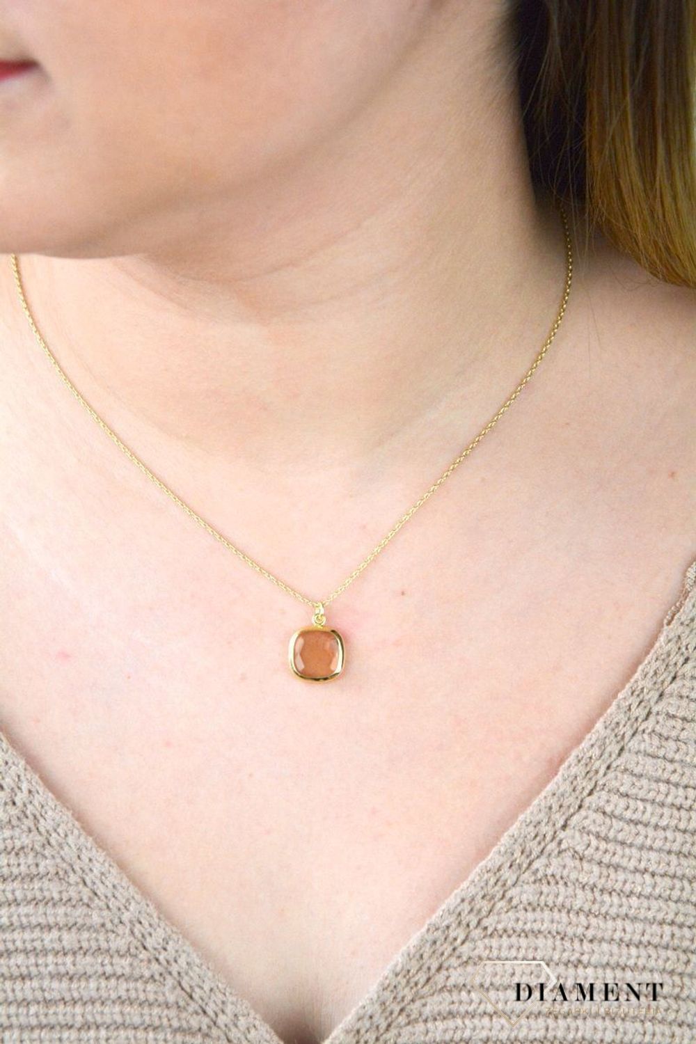 Pozłacany Naszyjnik Dall'acqua Sublime Kwarc Dymny 925 DIAMENT DIA-NSZ-5548-925.jpg