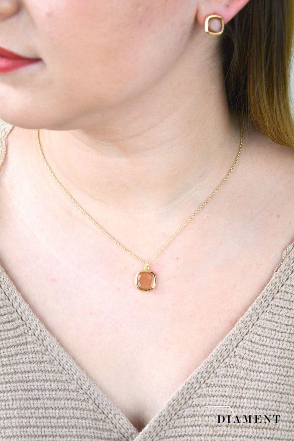 Pozłacany Naszyjnik Dall'acqua Sublime Kwarc Dymny 925 DIAMENT DIA-NSZ-5548-925.jpg