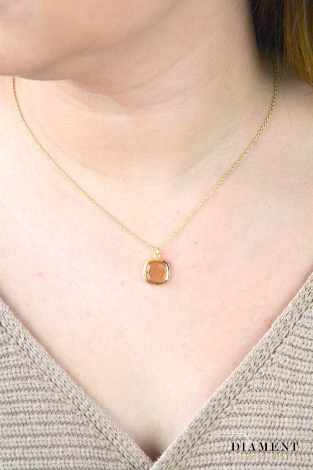 Pozłacany Naszyjnik Dall'acqua Sublime Kwarc Dymny 925 DIAMENT DIA-NSZ-5548-925.jpg