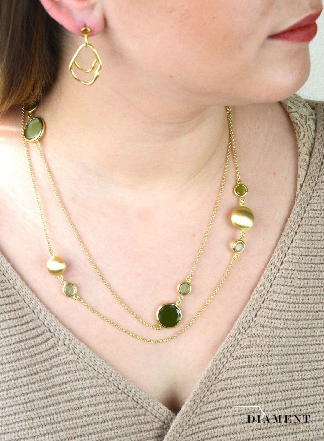 Pozłacany Naszyjnik Dall'acqua Sublime Jadeit 925 DIAMENT DIA-NSZ-5551-925 (1).jpg