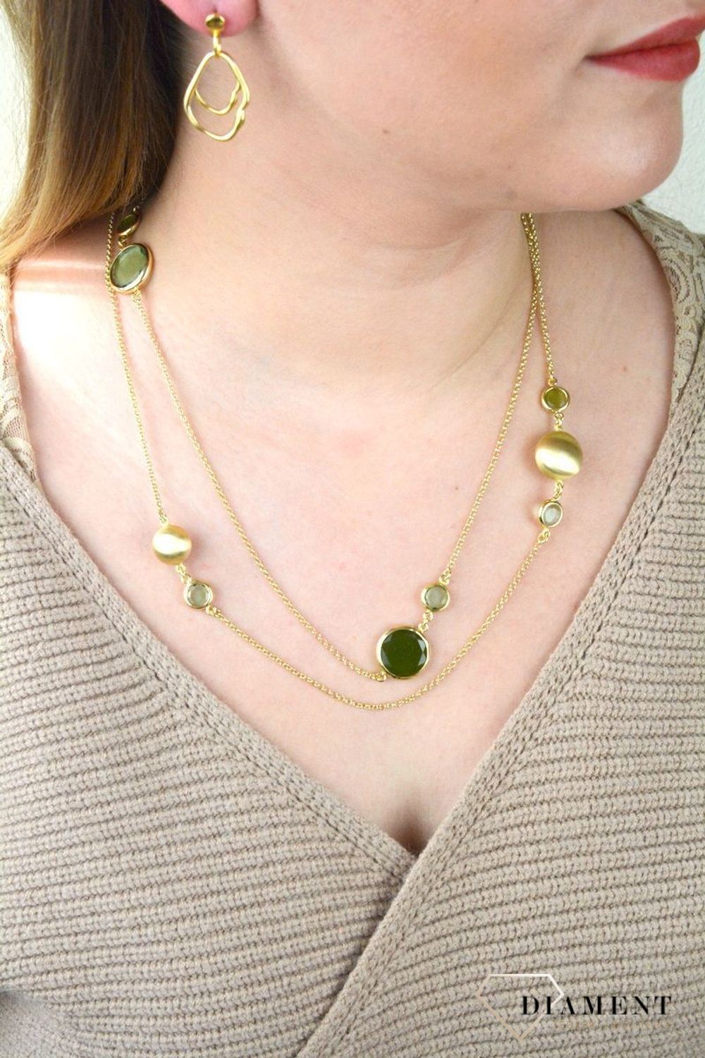 Pozłacany Naszyjnik Dall'acqua Sublime Jadeit 925 DIAMENT DIA-NSZ-5551-925 (1).jpg